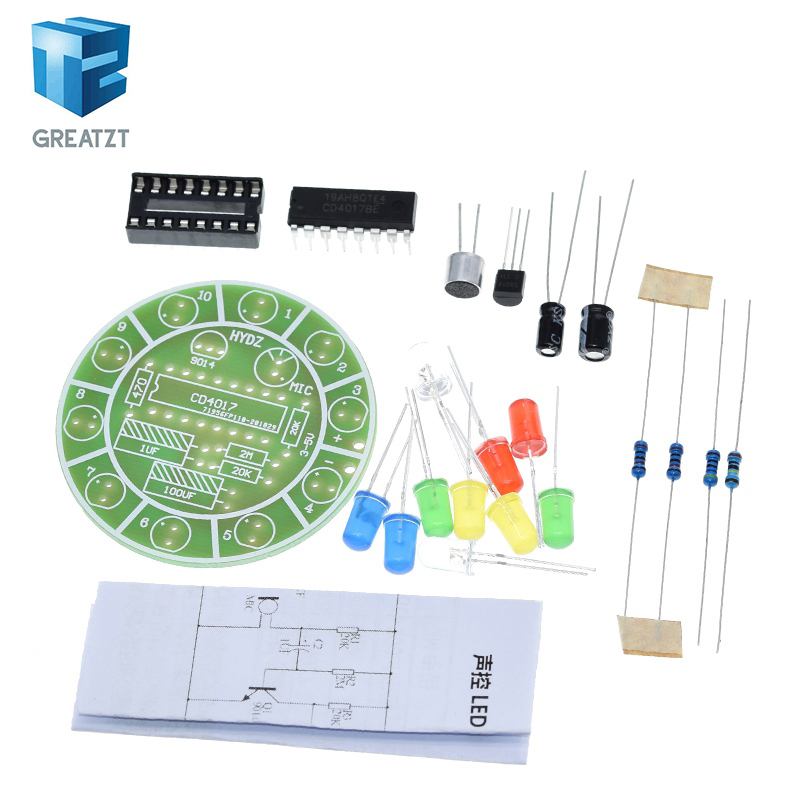 Diy Electronics Lab - GREATZT CD4017 다채로운 음성 제어 회전
