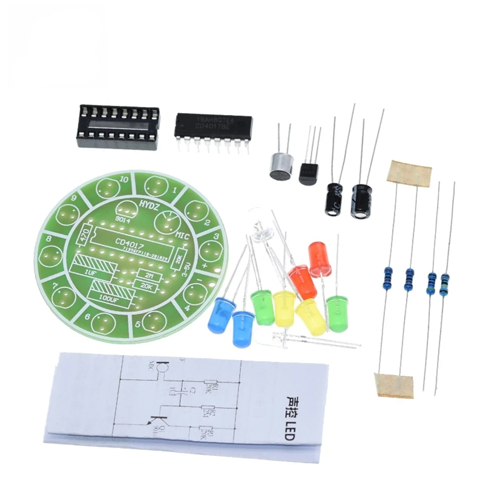 CD4017 다채로운 음성 제어 회전 LED 조명 키트 - Diy Electronics Lab 리뷰 및 가격