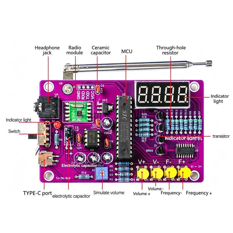 DIY FM 라디오 전자 키트 87-108MHz 조정  - Diy Electronics Project 리뷰 및 가격